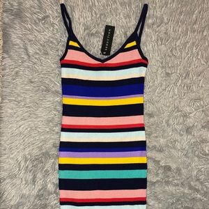 Colorful Striped Sweater Bodycon Tank Dress